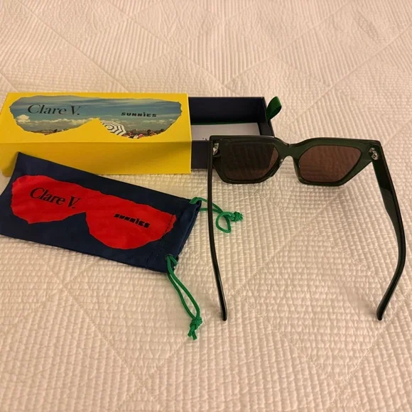 Clare V. Olive Sunglasses with Colorful Case - Picture 3 of 4